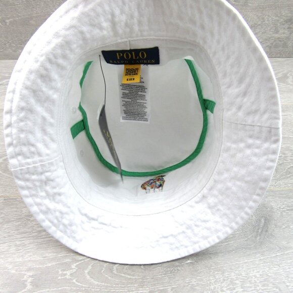 Polo Ralph Lauren Embroidered Bear Bucket Hat Adult Size S/M White NEW - Picture 8 of 11